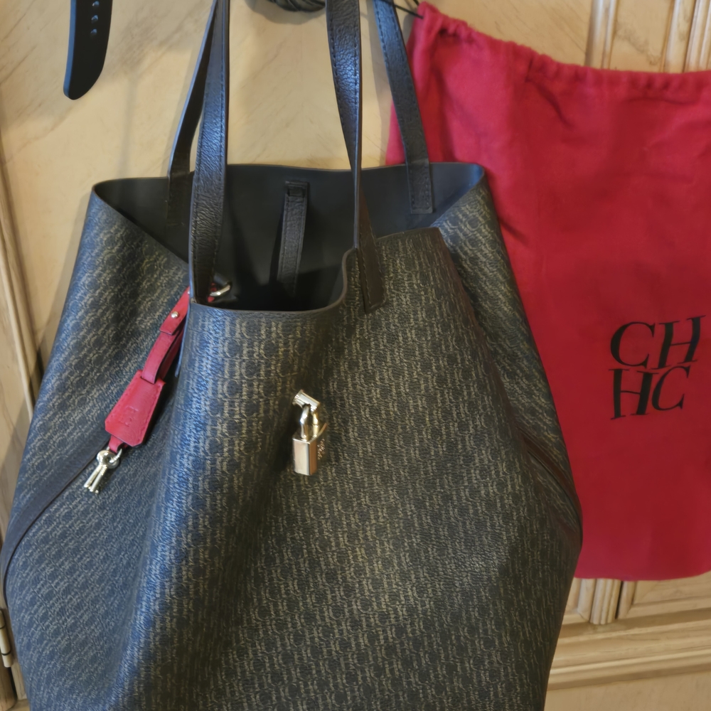Carolina Herrera Brown and Red Tote Bag - Picture 4 of 4